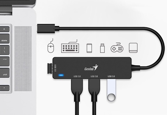 Hub USB-C Genius UH-400 4 Puertos USB 3.0
