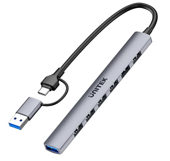 HUB USB-C Unitek 7 en 1 con 5Gbps y 7 Puertos USB-A